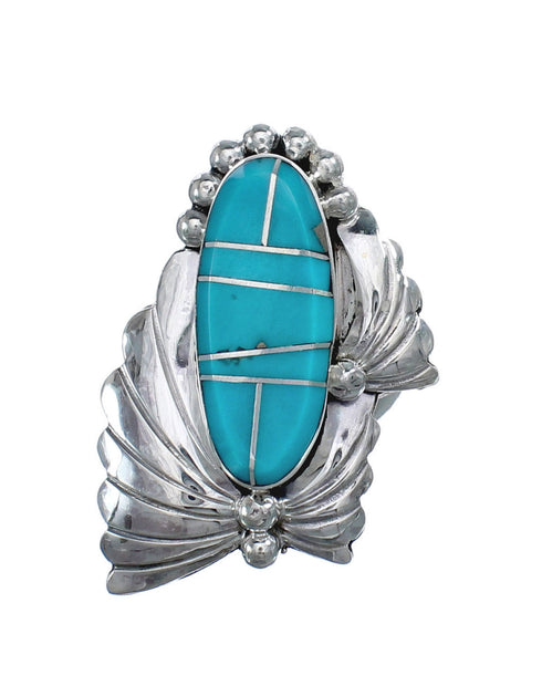 Native American Navajo Turquoise Sterling Silver Ring Size 8 JX124134